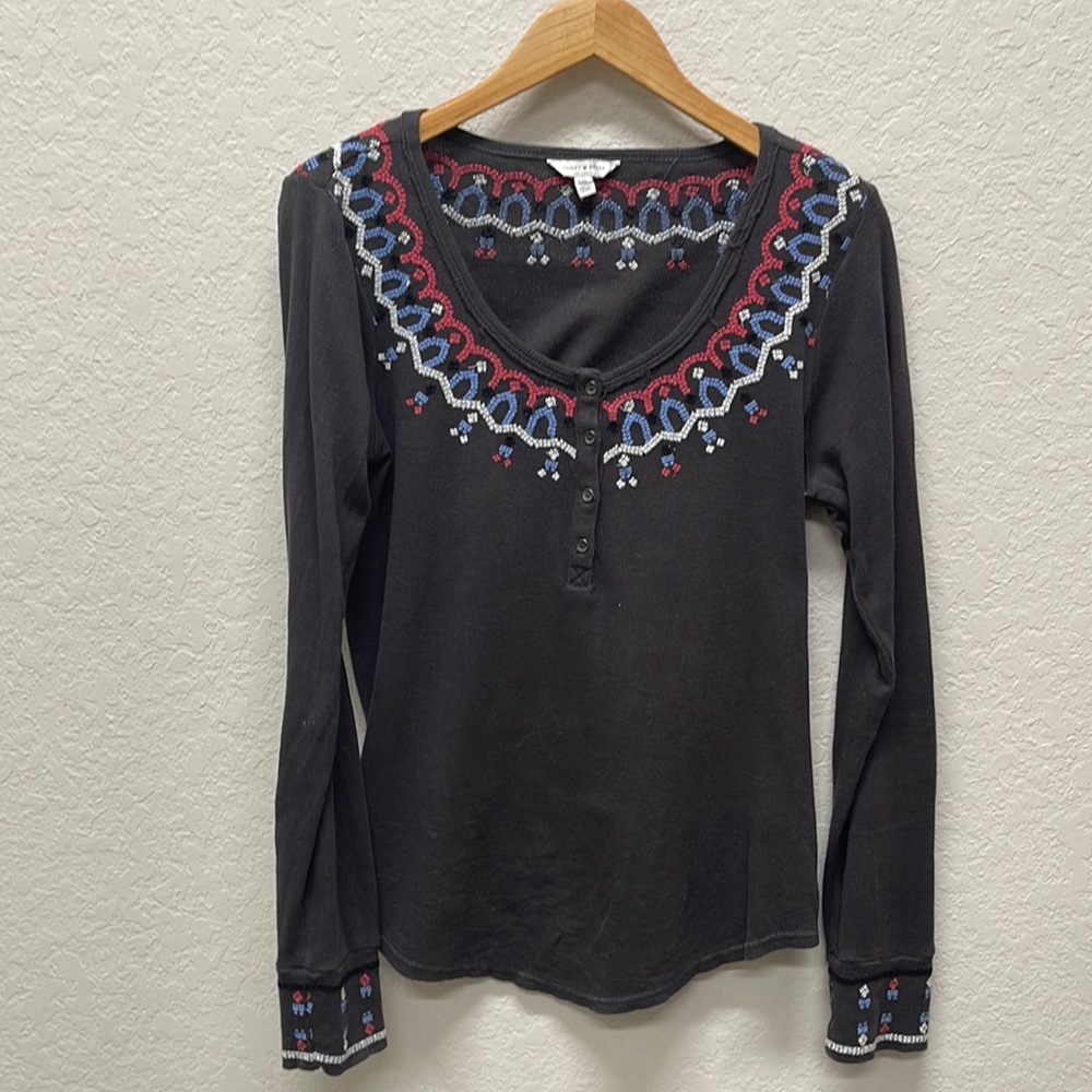 Lucky Brand Thermal Embroidered Top